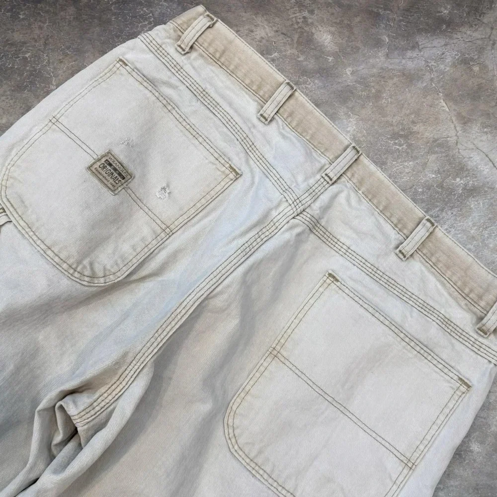 Vintage Wrangler Faded Distressed Canvas Carpenter Pants Mens 35x31.5 Skater Y2K